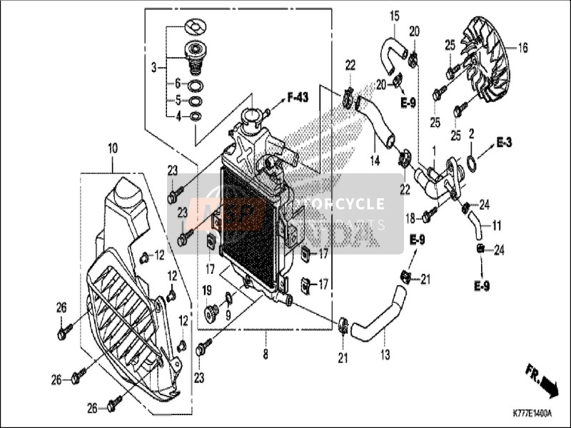 Honda SH150AD 2019 Radiador para un 2019 Honda SH150AD